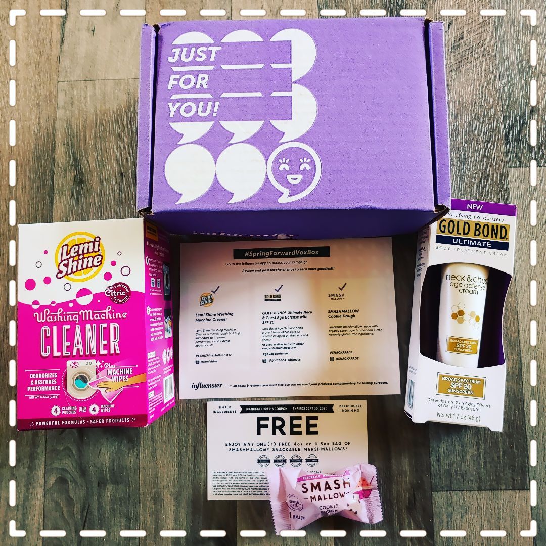 agdisch's tweet photo. Such a great #complimentary vox box perfect way to #springforwardvoxbox with protected skin from Gold Bond, spring cleaning with Lemi Shine, and an awesome snack from Smash Mallow! https://t.co/16LALxnYuj https://t.co/7F61u17mJ0