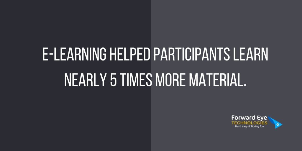 ForwardEyeTech's tweet photo. E-learning helped participants learn nearly 5 times more material.
.
.
.
#forwardeyetechnologies #jachinkrishna #elearning #elearningjobs #elearningtip #eLearning #elearninginturkey #elearningcompany #elearningcentre #elearningprogram https://t.co/morEA3AEC5