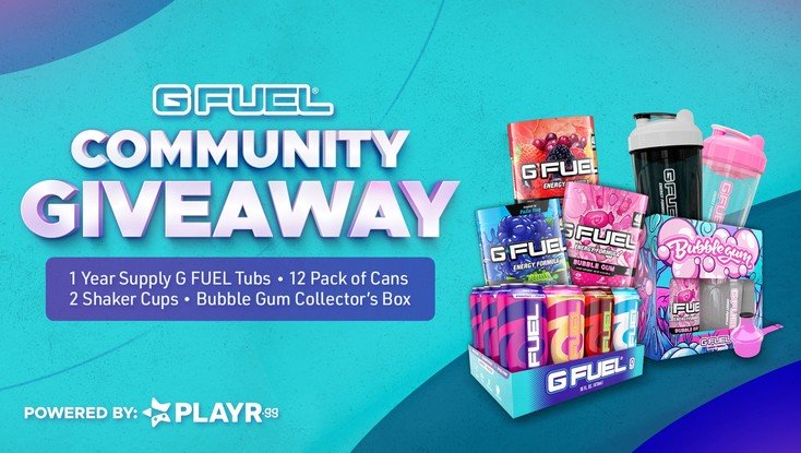 GFuelEnergy's tweet photo. 💥💧⚡️GIVEAWAY ALERTTT⚡️💧💥

With the help of our amazing friends from @PLAYRgg AND a bunch of our finest #GFUEL Creators, we bring you this FABULOUS COMMUNITY GIVEAWAY!!!

💙 LIKE + RT + TAG A FRIEND TO ENTER 

😎 ENTER: https://t.co/5B3dNgRVeL https://t.co/FwU7KvfEbZ