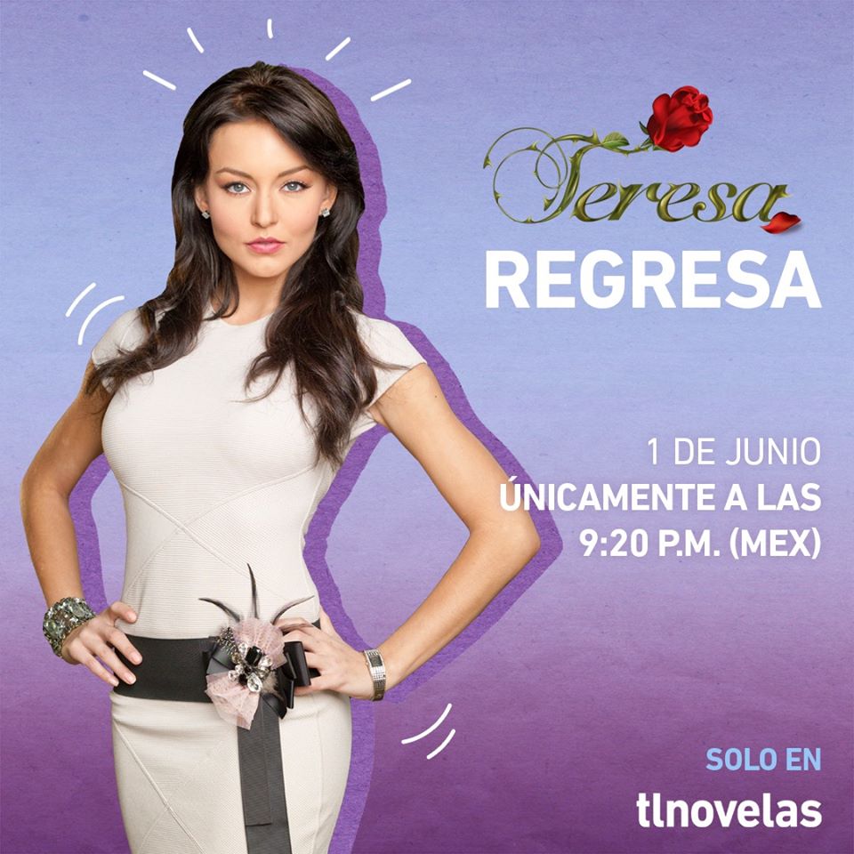 #Teresa está de vuelta en #Tlnovelas, te esperamos en su regreso a 10 años de su estreno por vez primera en la pantalla chica 😍
