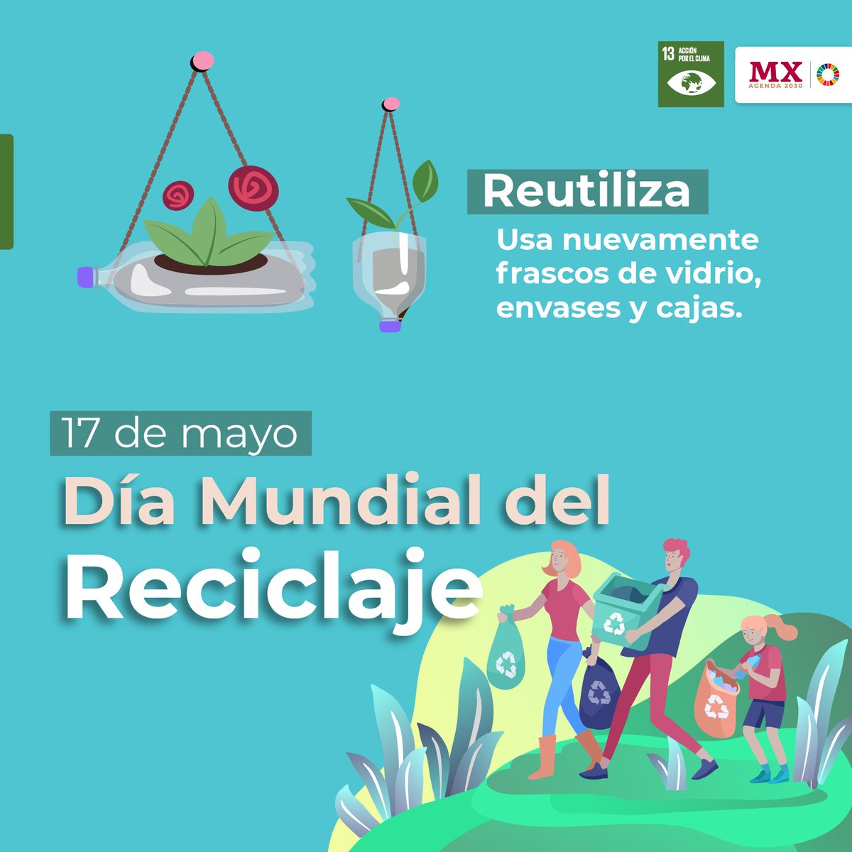 SecAgenda2030Mx's tweet photo. Si queremos una vida mejor el futuro debe ser sostenible. Hoy en el #DíaMundialDelReciclaje te compartimos este #Tip2030 para que seas parte de esta lucha por un mundo sostenible ♻️ 🌎
#Agenda2030 https://t.co/PuWZCCB0Ub