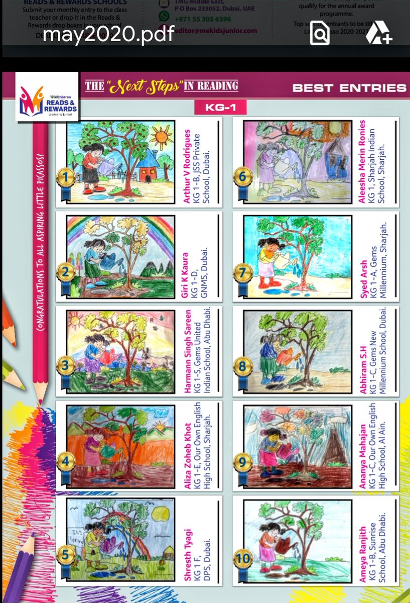 NehaKaura2's tweet photo. Girik achieved 2nd position in the monthly coloring competition for MeKids magazine! Yayyy!! #littlePicasso
(March'20 entries published in May'20)
@gemsnms_alkhail @Fatima_Martin
@Raminde73660318 https://t.co/TyMK3bOi0n