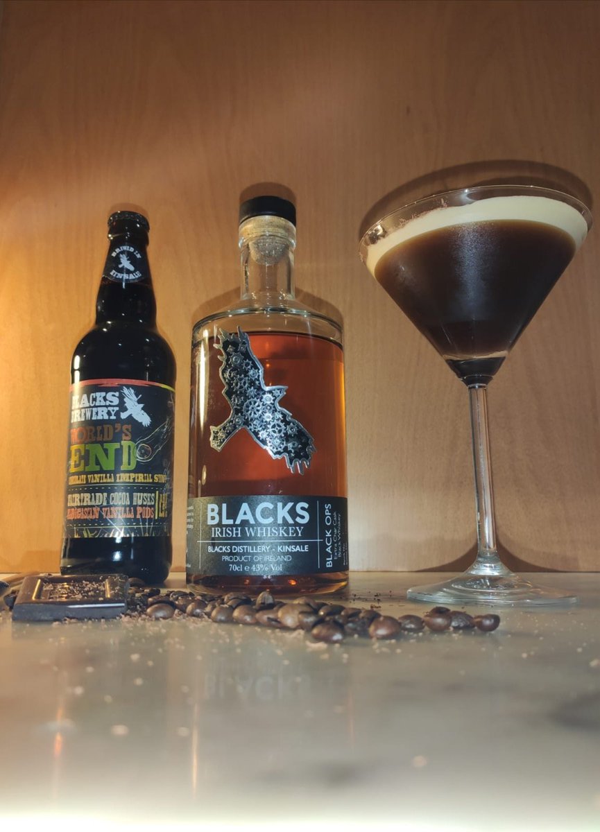 The Dark Side of the World 

-40 ml Black Ops Whiskey
-30ml Worlds End Imperial Stout
-20ml strong coffee 
-10 ml sugar syrup
 Dry shake, then shake with ice

Serve with coffee bean and dark chocolate shavings 🤤

Combo available at
blacksbrewery.com 

#WorldWhiskeyDay