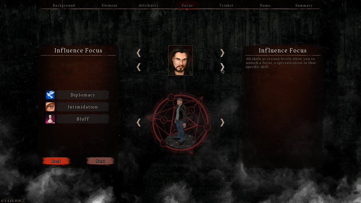 TrveKvltGames's tweet photo. Your first step into the occult. Almost done with the character creation screen. #screenshotsaturday #screenshot #isometric #isometricrpg #rpg #crpg #gamedev #indiedev #indiegamedev #occult #magick #libgdx #java #javagame #linux #trvekvlt #ui #ux https://t.co/nmNeaSlsro