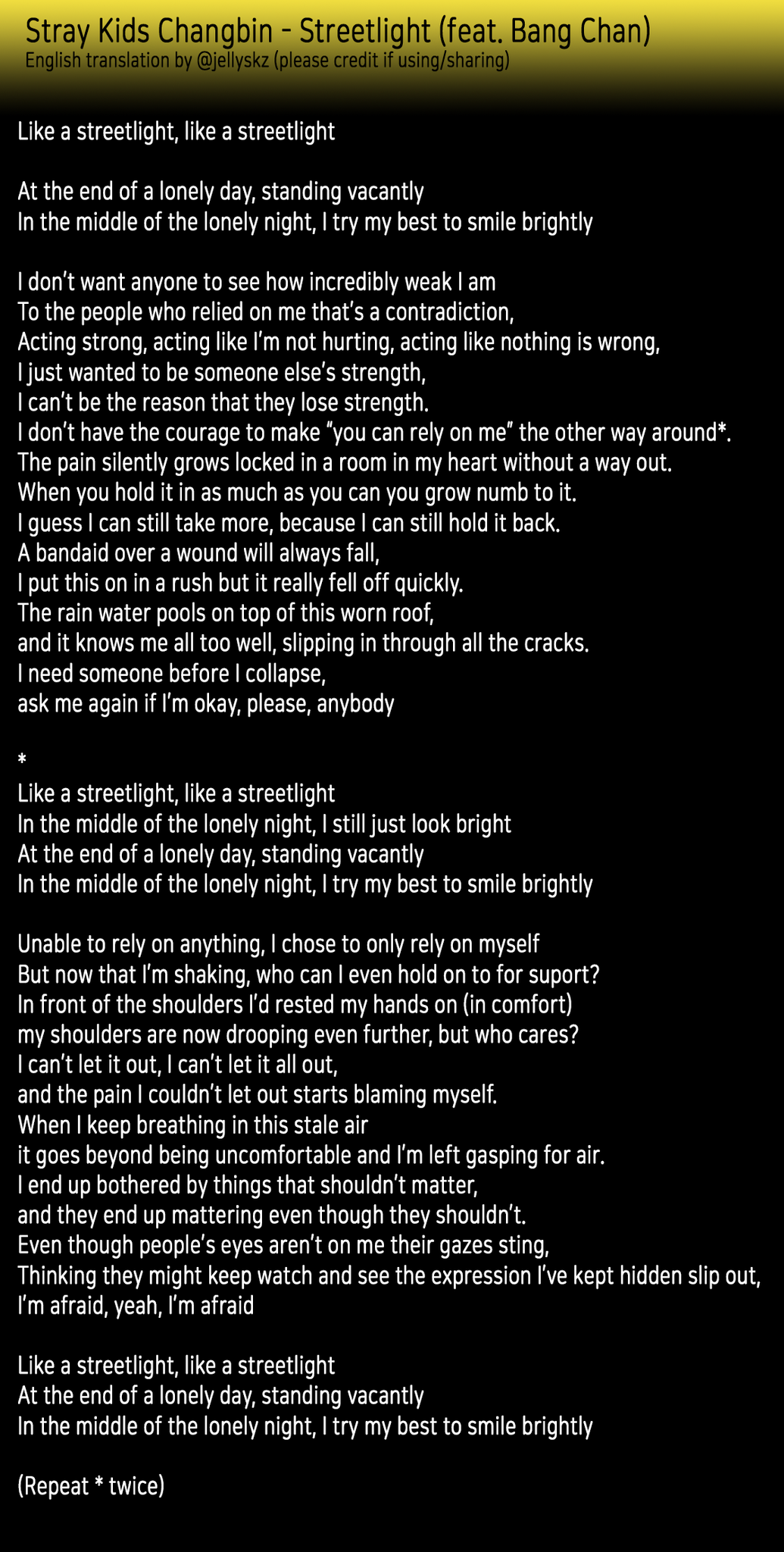 젤리빈 Jelly Bean Auf Twitter Straykids Changbin Skz Player Streetlight English Translation By Jellyskz Please Credit If Sharing Using T Co Oy8kkroyfi Twitter