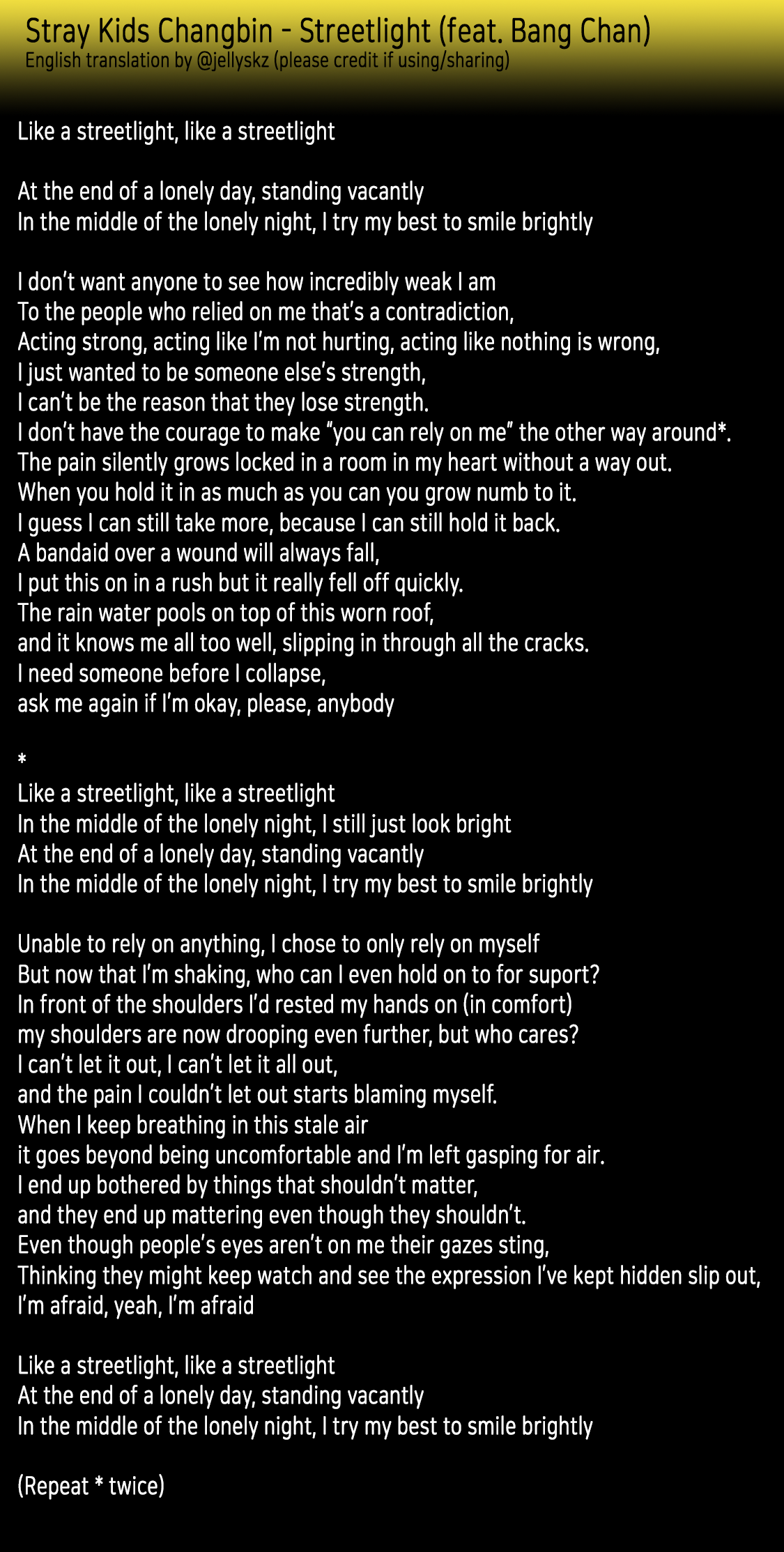 젤리빈 Jelly Bean Straykids Changbin Skz Player Streetlight English Translation By Jellyskz Please Credit If Sharing Using T Co Oy8kkroyfi Twitter