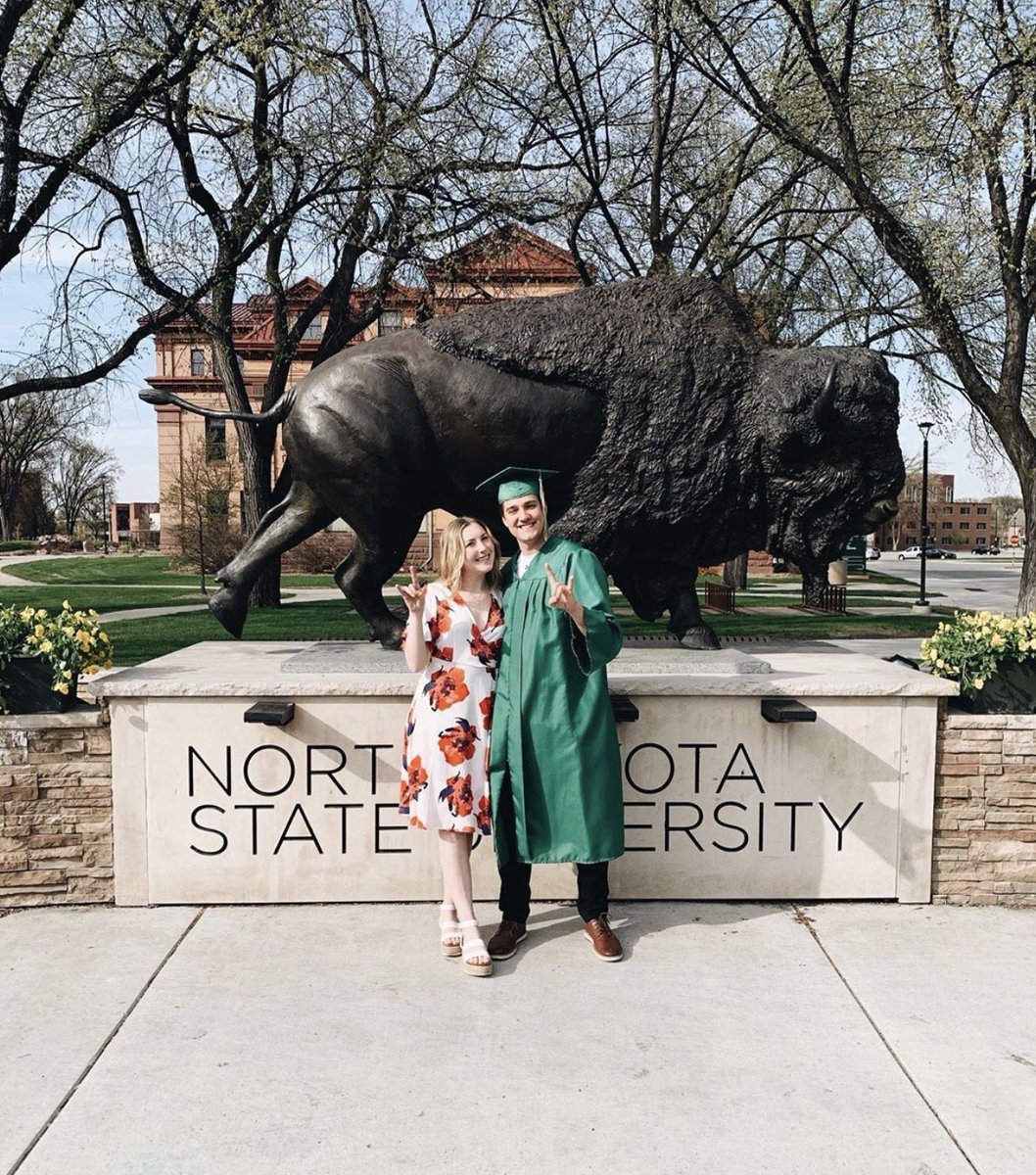 NDSU's tweet photo. NDSU Class of 2020!  🎓 Congrats, grads! We are so proud of your accomplishments. Once a Bison, always a Bison. 🎉

#ExperienceNDSU #NDSU2020Grad https://t.co/t9nAl78W6b