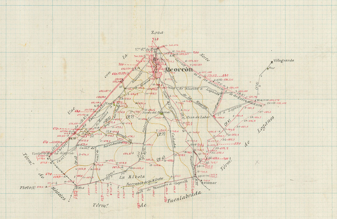 Levantamiento de la zona sur del Término municipal de Alcorcón. 1925. Dirección General del Instituto Geográfico. Fuente: IGN.