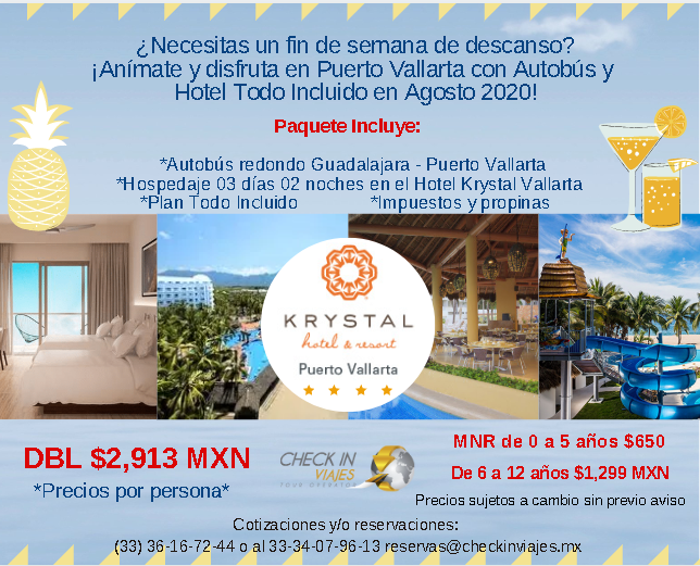 Checkinviajesmx's tweet photo. ¡Hotel Krystal Vallarta Todo incluido + Autobús redondo a un súper precio! no dejes pasar esta oportunidad https://t.co/ZkhFz0L1yU
