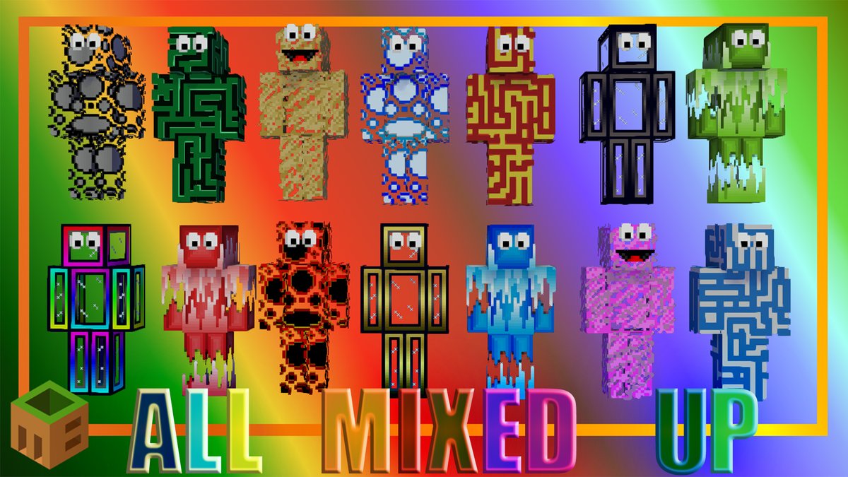 MOBBLOCKS1's tweet photo. When you can't make your mind up on which concept to do next, just do them all.
This fun pack is a mixture of 5 different styles. Coming out on the @Minecraft marketplace on may 19th All mixed up is a pack you will not want to miss.
#minecraft #Skins #BetterTogether https://t.co/KonghOD4f4
