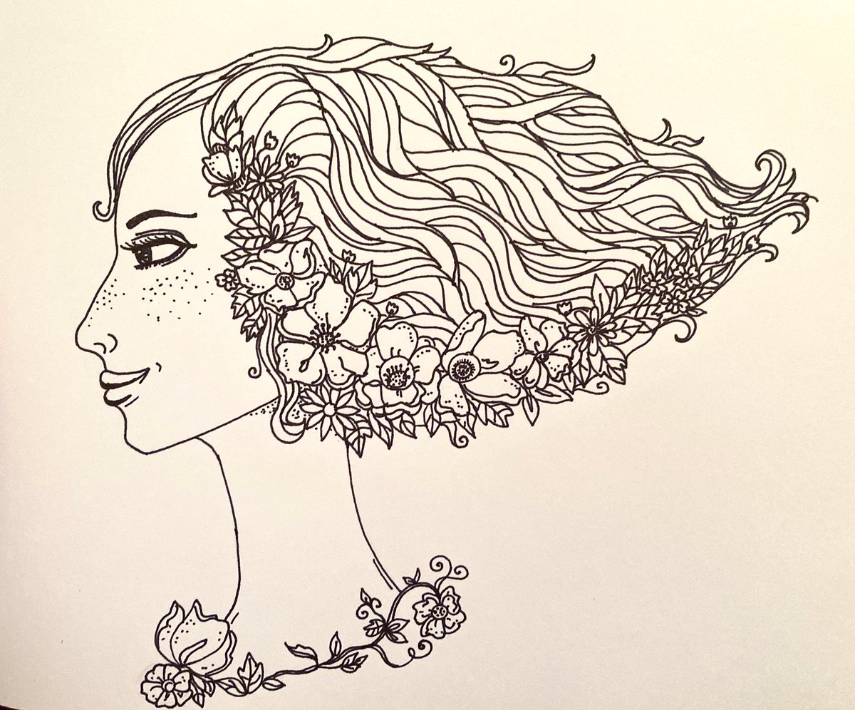 With and without color. (The lighting is different in both pics because one is under natural light, the other taken in the night under artificial lights). 😊#drawing #artwork #artbyprecy #illustration #inkart fun during #quarantine Which one is better?