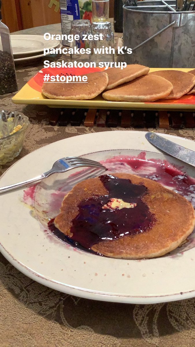 DougManzer's tweet photo. we enjoyed the sunrise and @KarenManzer followed that up with orange zest pancakes & Saskatoon syrup! #backawayfromthetable https://t.co/mdP6kR9J0X