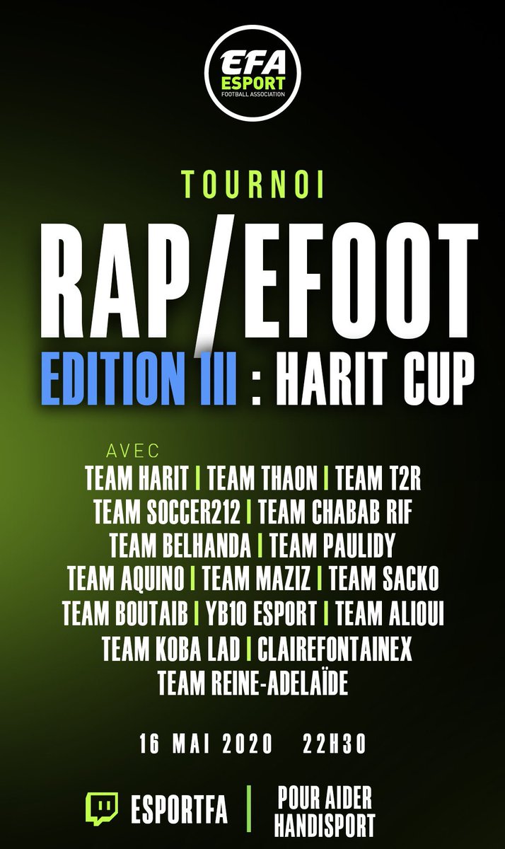 Demi-finalistes de la première édition de la #T2RCup, nous sommes de retour ce soir (23h), cette fois sous le nom « Team Aquino » 👊🏼

Tous nos matchs en live sur :
📱 twitch.tv/fcnantes