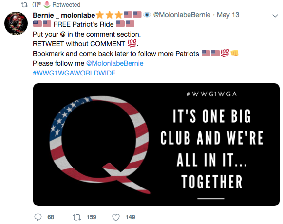 Trump this morning quote tweeted an account that has repeatedly retweeted QAnon content.