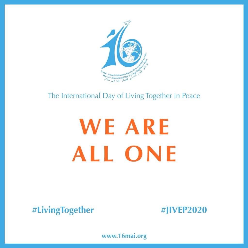 lourwana's tweet photo. Le 16 Mai 2018, nous célébrons la première journée internationale du vivre ensemble en paix en Algerie. 
Cultivons cet esprit de diversité culturelle partout au monde.
#JIVEP2020 #WeAreAllOne https://t.co/bYId4kcErZ