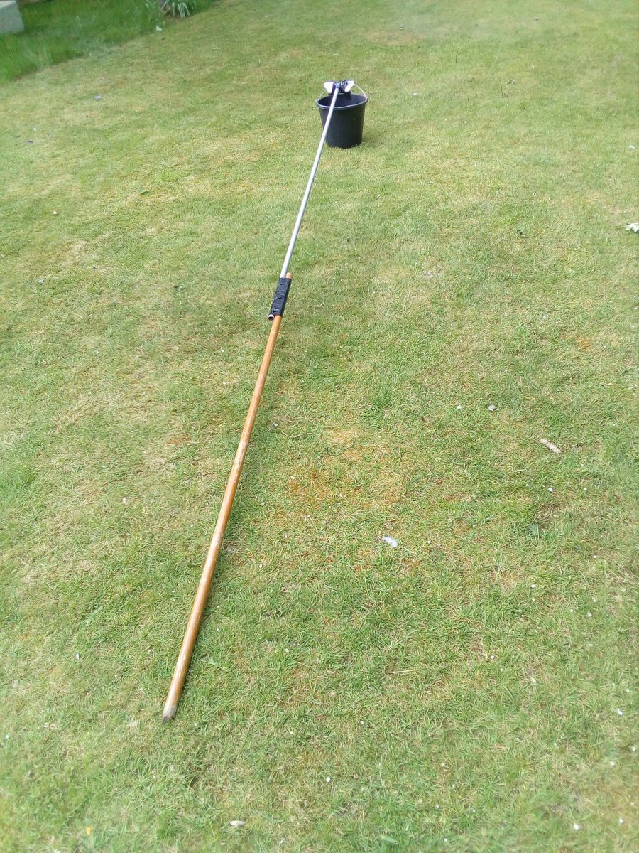 BSBDDT's tweet photo. This might look like a bucket on a pole, but beekeepers call it a crown. I hope to get the bees into it by shaking them off the bow. I should then be able to tip them into nucleus box. Fingers crossed. https://t.co/uLihAyuEz1