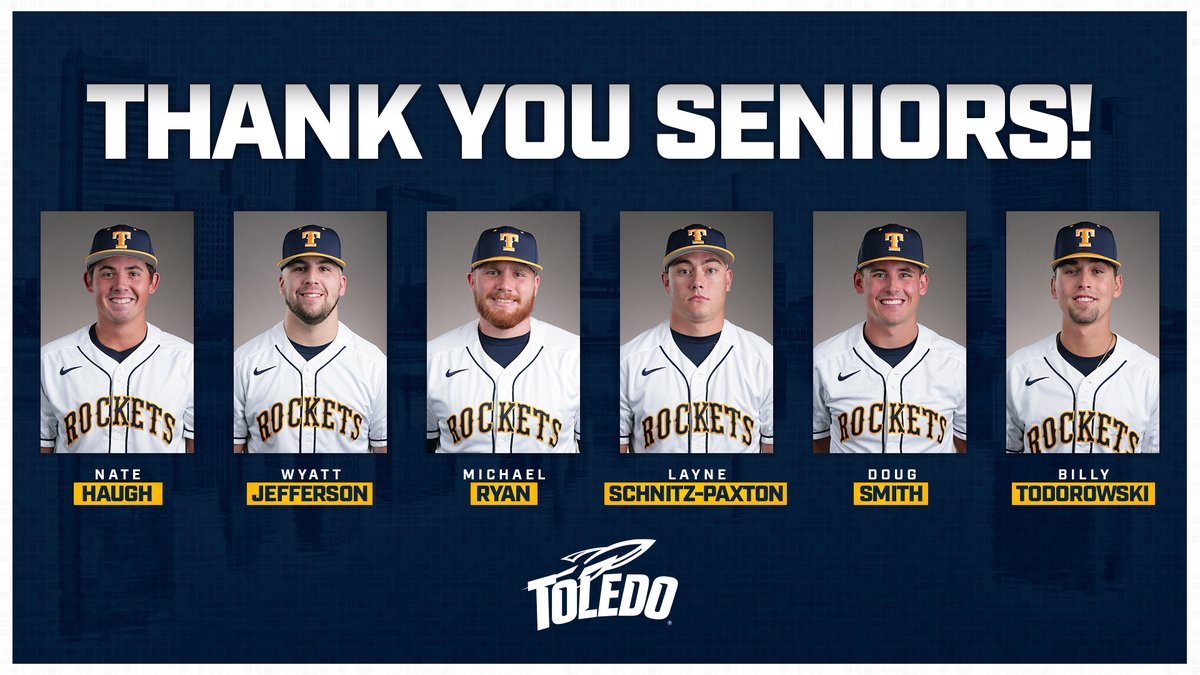 Whether you're hanging up your spikes or coming back for another year, we want to say thank you for all you've done as members of the Toledo baseball team.

🚀 Nate Haugh
🚀 Wyatt Jefferson
🚀 Michael Ryan
🚀 Layne Schnitz-Paxton
🚀 Doug Smith
🚀 Billy Todorowski