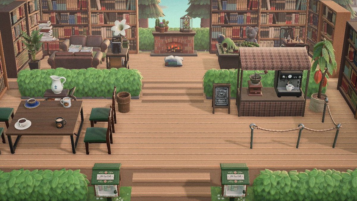 anneswitch's tweet photo. Outdoor Library | Cafe Next to Residential Services 

#AnimalCrossing #ACNH #あつまれどうぶつの森 https://t.co/E8jejwXfLG