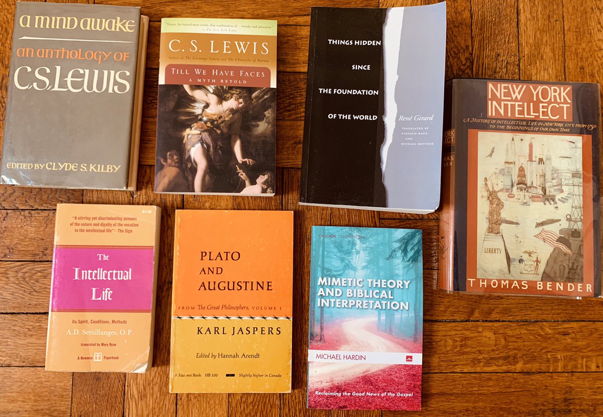DG_NYC's tweet photo. Also read/reread some classics during this #Quarantine. Some works for intellectual development and #philosophy. #CSLewis #renegirard #Plato #theintellectuallife https://t.co/8f9u5RSnlk