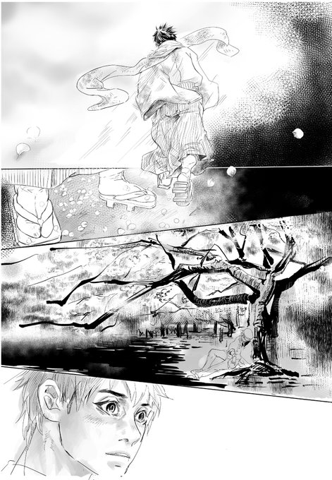 大正浪漫テンカカ
テンゾウの和服姿が見たいだけの雰囲気マンガになりそう。どうしても桜が描きたかったのね…グレスケだと表現か難しい 