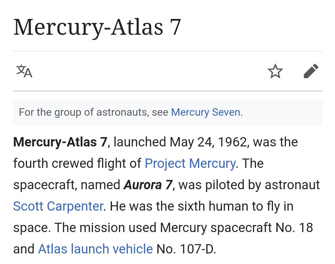 TheWingsOfB's tweet photo. [TEORIA]
Luego de buscar Mercury también encontramos la teoriade @cultgoo, solo traducimos:
“24 de mayo y la cápsula espacial Aurora 7 fue lanzada como parte del proyecto Mercurio y cada uno de los astronautas que participaron se llamaron "Mercurio 7".7 astronautas en 7 misiones https://t.co/yrRzFlmG3M