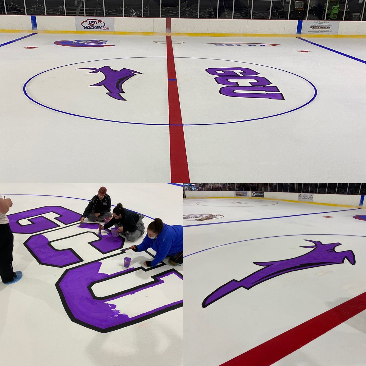 lopeshockey's tweet photo. Thank you to @AZIceArcadia and their employees for working so hard during this shutdown. Not only did they repaint the ice surface last night, but also cleaned and repainted just about everything else inside the rink. https://t.co/efKZVC5Swb
