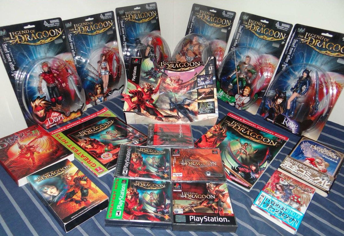 LoDSpain's tweet photo. Increíble colección de un gran fan de The Legend of Dragoon. Entre otras cosas, podemos ver las figuras articuladas, banda sonora, guías, novela, manga,... (by Joseph_Valdez · reddit). ¿Qué os parece?😳
#LegendofDragoon #LoDremake https://t.co/27xGDsbUwa