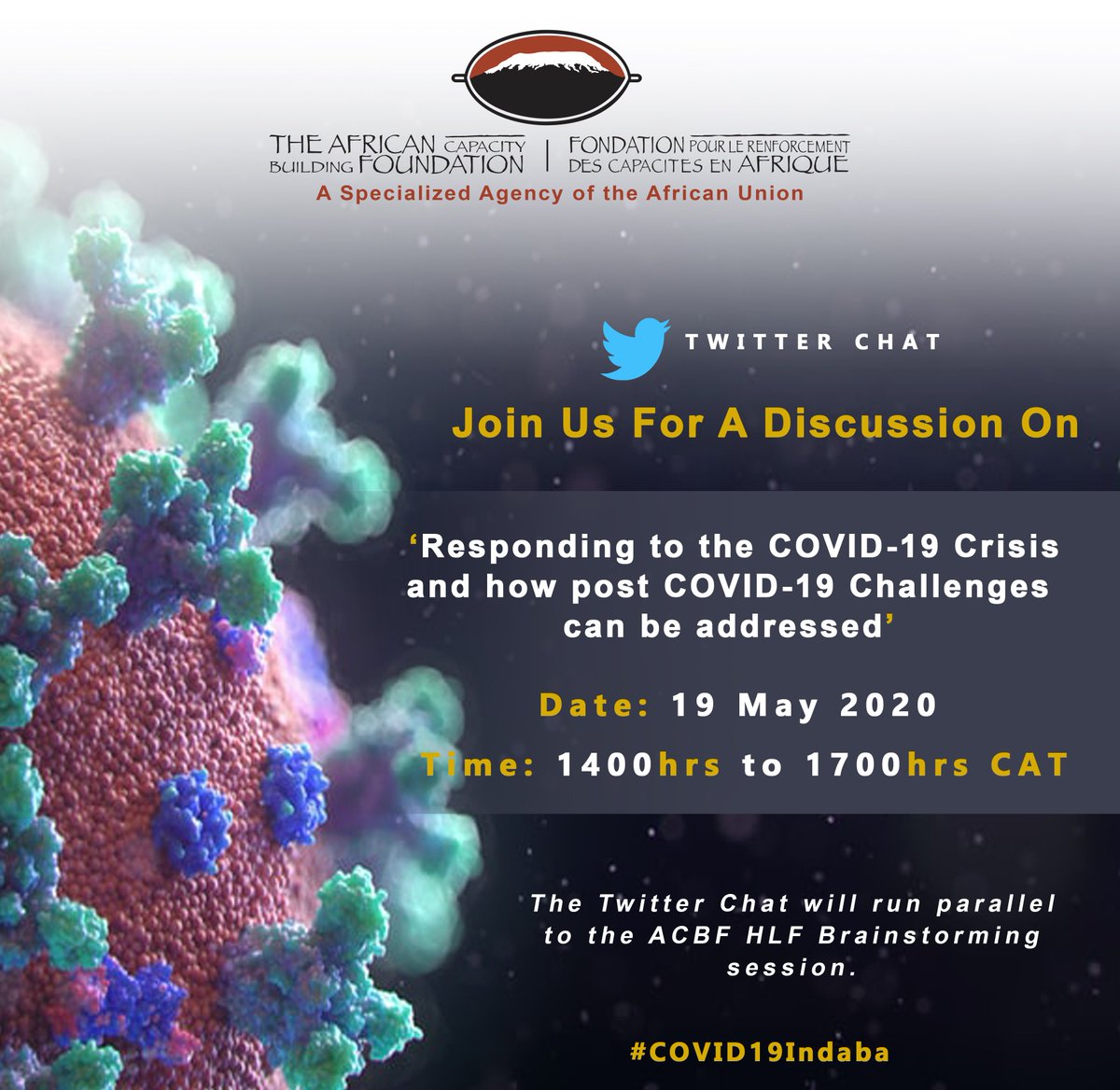 ACBF_Official's tweet photo. Be part of the #COVID19Indaba
Join the #COVID19 discussion
#AfricaCapacity https://t.co/lqKRBaoKNC
