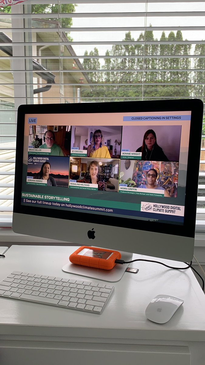 sustainableact_'s tweet photo. Currently tuned into Sustainable Storytelling panel put on by the Hollywood Digital Climate Summit @YEAimpact 🎬🌍 
Super insightful and informative 🌿 
#sustainability #HDCSStory #sustainablefilm https://t.co/BDeRlREhVH