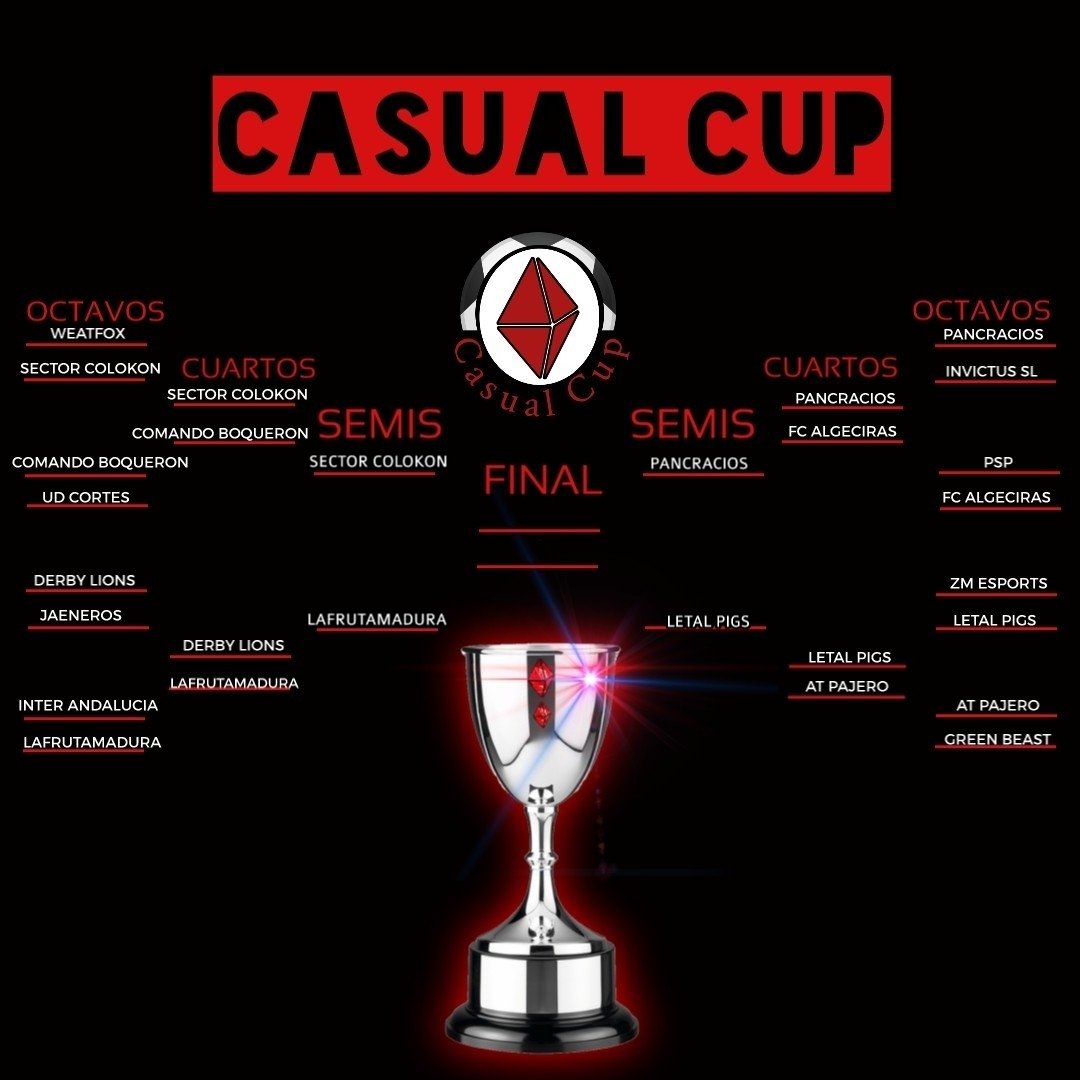 🏆 SEMIFINALES 🏆
<a href="/sectorcolokon/">SectorColokon eSports</a> - <a href="/lafrutamadurae/">LaFrutaMaduraE-Sports</a>
<a href="/EPancracios/">Pancracios E-Sports</a> - <a href="/LetalPigs/">Letal Pigs</a>