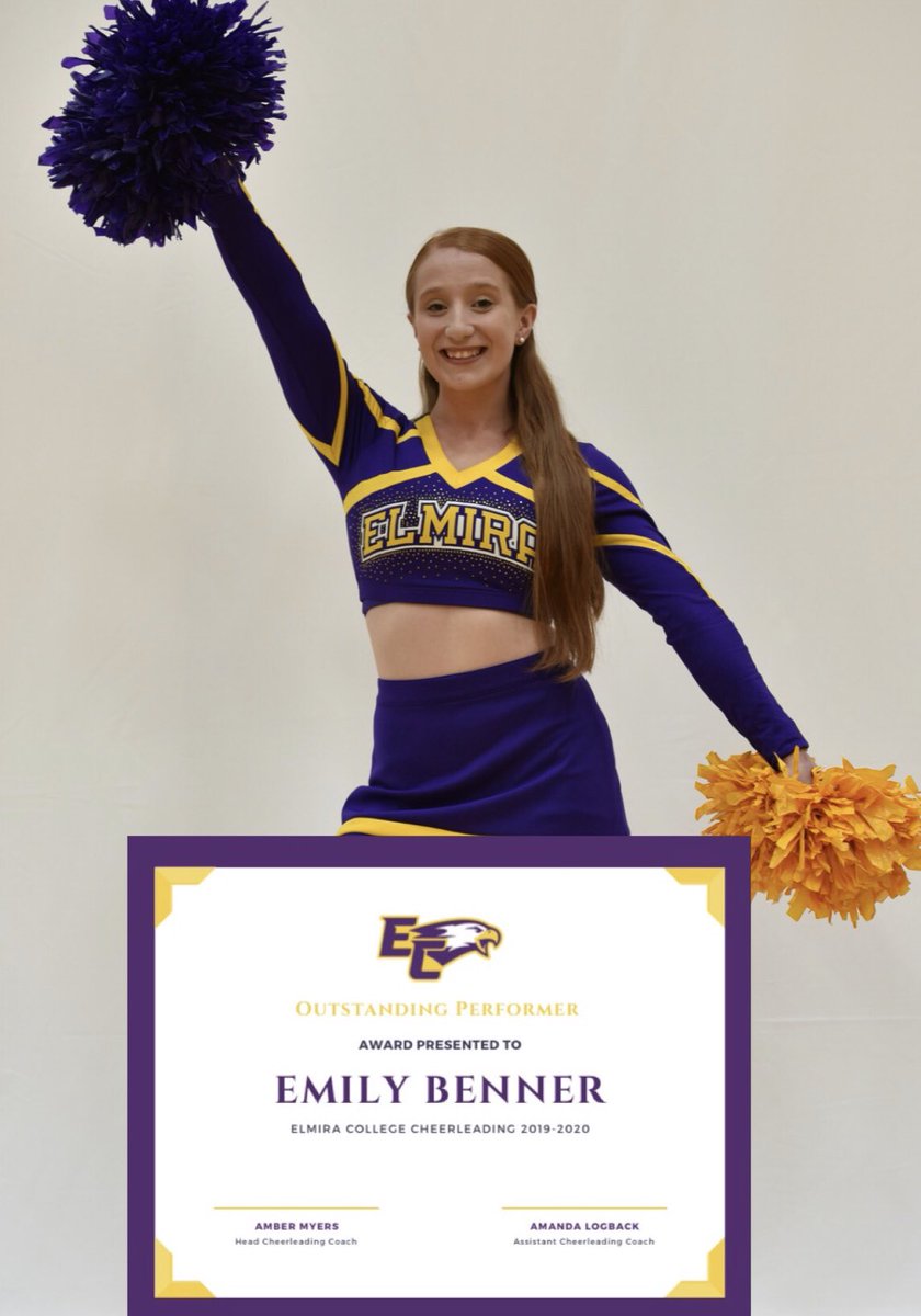 ElmiraCheer's tweet photo. Last night we officially ended our 2019-2020 season with our first ever EC cheer virtual banquet
We will be recognizing our award recipients on social media this week!
We would like to start by congratulating Emily Benner for receiving our Outstanding Performer Award!! #ECC4L https://t.co/JH9ro0VRDl