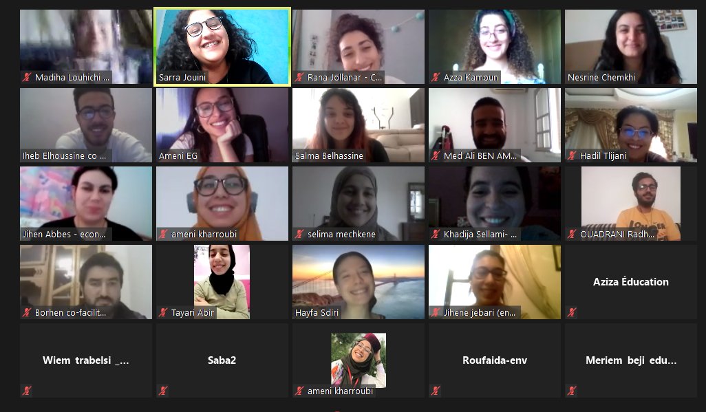Beb183's tweet photo. What a day, it was our first Heritage Camp online of this year !🚀 
Special shout out to the participants ! 💡
We want to thank @bengacem  Leila Ben Gacem for her support !👏
We thank @CampsSdg, Timun and the amazing facilitators and co-facilitators, 👏
#HeritageCamps #SDGCamps https://t.co/2JWC1xeIM7