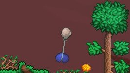 オーエン スライムが風船に乗って空飛んでる Terraria