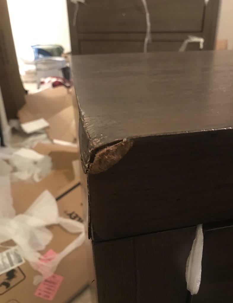 ChrisCadone's tweet photo. Just a kind reminder to everyone in the world to never purchase anything from @AshleyHomeStore and that they will deliver you damaged furniture #furnitureshopping #poorcustomerservice #furniturestore #neveragain #ashleyfurniture #ashleyhomestore https://t.co/Q2v5wnLms2