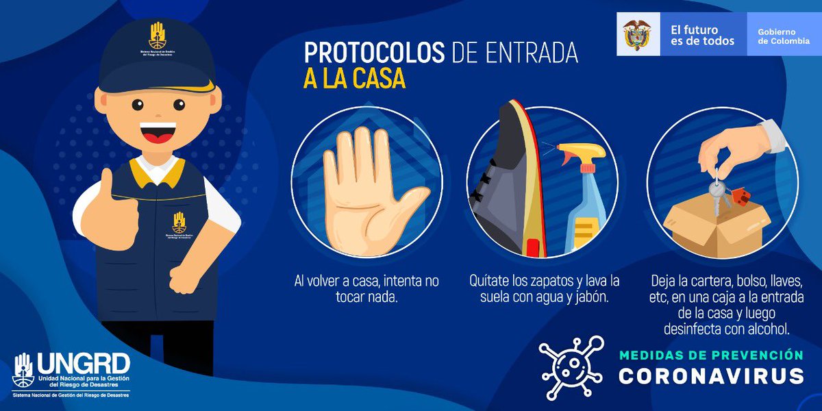Al llegar a tu casa, debes quitarte los zapatos y lavar la suela, deja todos los objetos en un solo lugar para después desinfectarlos y por último, lávate las manos con abundante agua y jabón. #QuédateEnCasa #PrevengamosElCoronavirus