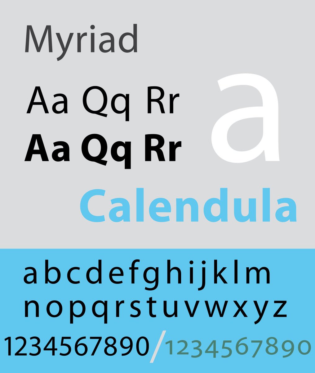 Myriad: a default font in adobe, so i i’ve always hated it for no reason and always excited to change it.