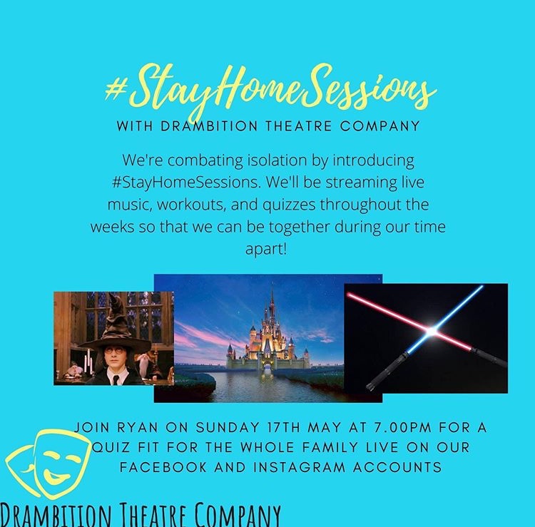 DrambitionTC's tweet photo. JOIN US TOMORROW !!! We’re back for another of our #StayHomeSessions 💫 Join Ryan on Sunday 17th May at 7pm for a family quiz! https://t.co/yptTBQi73L