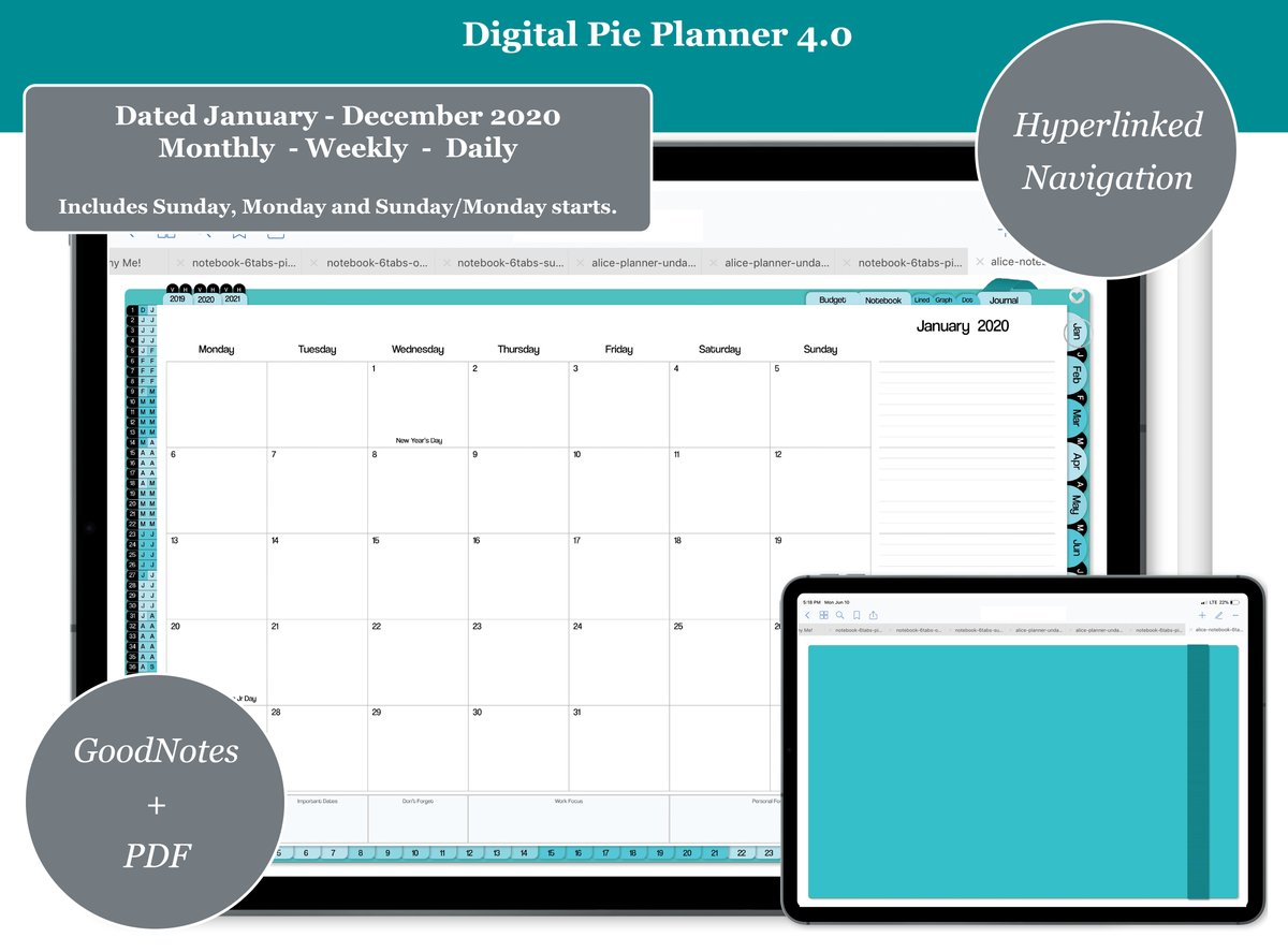 pie_planner's tweet photo. The new digital planner 4.0 is now in the shop!  Each year our digital planner gets better!!  Take a look at our improved weekly navigation, BUJO style monthly pages, and so much more.  #etsy #digitalplanner #pieplanner
https://t.co/ptWQDI7URE https://t.co/iBEvXK5iYd