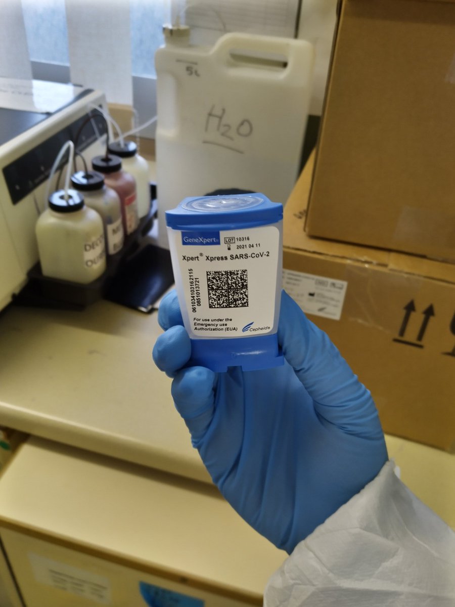 timdewet's tweet photo. Today I got to use a COVID GeneXpert test, to urgently get a result for a patient on dialysis. It took an hour in total. Supply is limited, so we're careful with how we use them, but when a rapid result is needed, we can provide it. https://t.co/GYOcflxxZZ