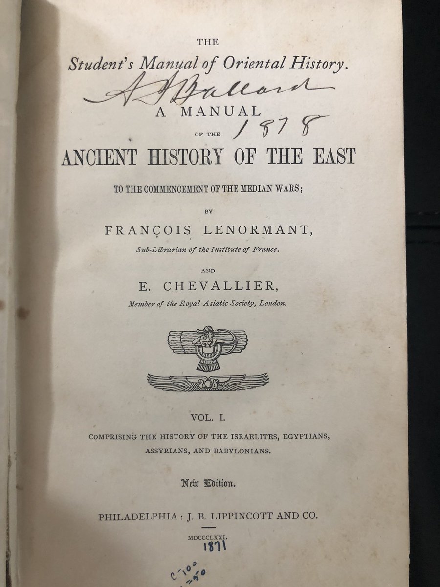 Today’s 2 books: My collection’s oldest originally bound works.“A Manual of the Ancient History of the East to the Commencement of the Median Wars” by François Lenormant and E. Chevalier (2 vol., 1871)“A Complete History of the Trial of Guiteau” by H.G. and C.J. Hayes (1882)