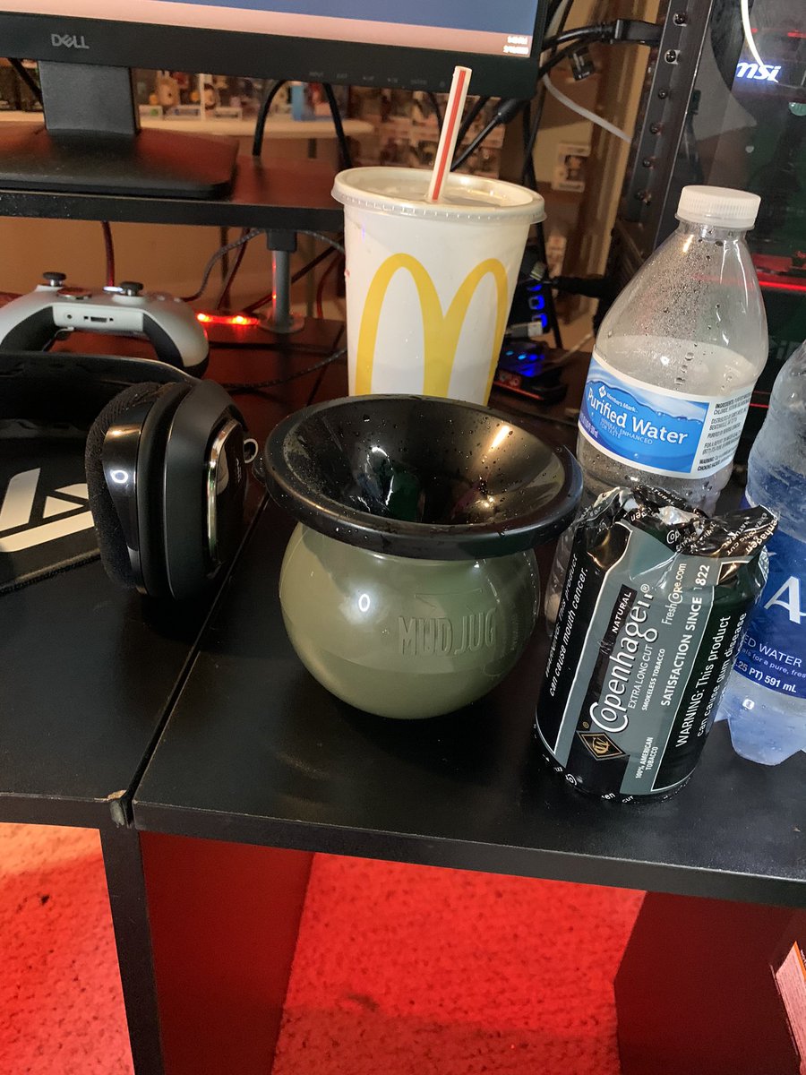 NameLessGamingN's tweet photo. When you spit in a bottle on stream and a viewer sends you a mudjug #mudjug #tobacco #spit #twitchaffiliate #TwitchStreamers https://t.co/ZdAV8X5Y7b