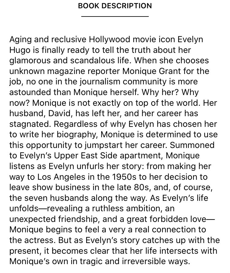 the seven husbands of evelyn hugo by taylor jenkins reid- the title is the biggest straightbait ever- this is so gay- the PLOT TWIST at the end- can’t decide if i love or hate evelyn hugo tbh- the way this was written was really interesting- i love the old hollywood vibes