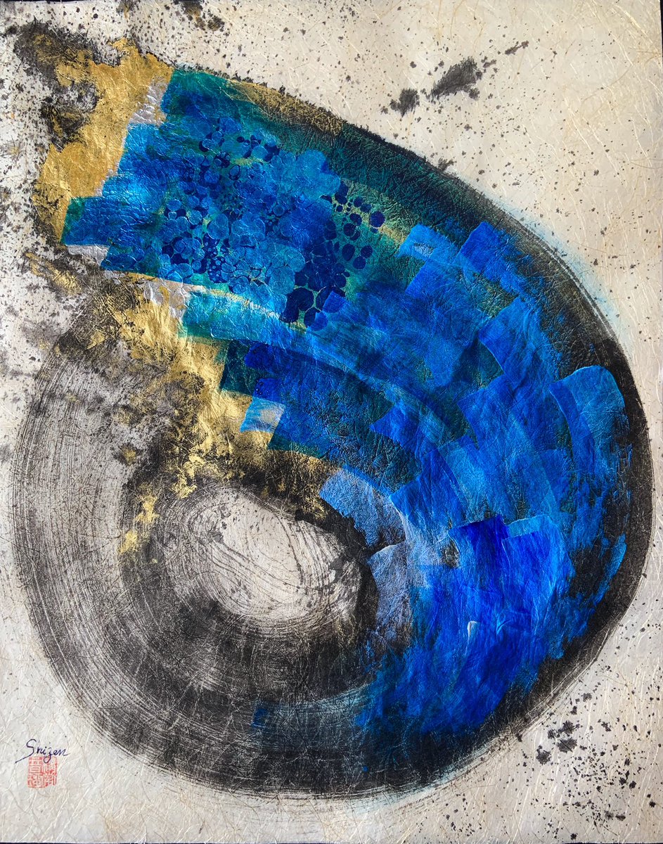 shizenArtStudio's tweet photo. Midare  2 (紊れ) Chinese ink and Urushi lacquer with gold leaf on washi ( Japanese paper ).
#artjaponais  #montreal  #artiste #quebec #calligraphie #Canada #galerie #artist #papierjaponais #caligrafiajaponesa #shodo #japanesecalligraphy #bokusho #zen #syodo #書道 #書道家 #習字 https://t.co/nmf7313awJ
