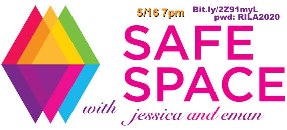 TONIGHT 7pm pacific
SAFE SPACE w Jessica and Eman
Join RAMADANinLA for a pre-iftar discussion about safe spaces.
HOW do we find safety, and keep ourselves safe?
How to use safe spaces to recover from intolerances and traumatic events.
link Bit.ly/2Z91myL pwd: RILA2020