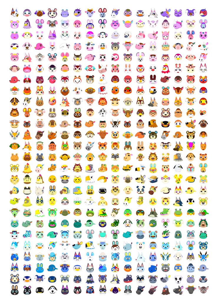 beawiitch's tweet photo. all the #ACNH villagers and NPCs organized into a rainbow 🌈 https://t.co/nMlXi7BUK0