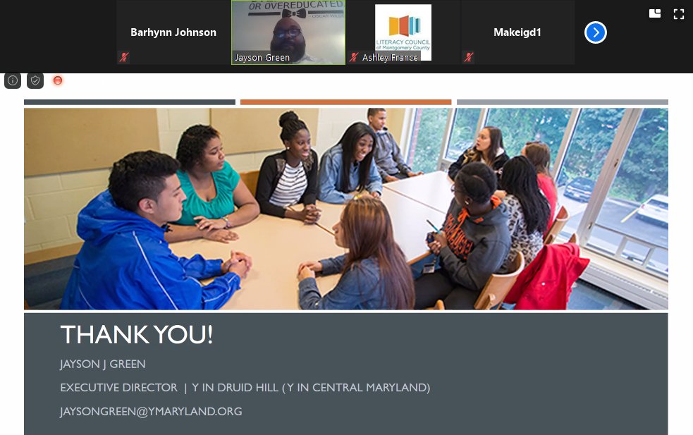 LCMCMD's tweet photo. "Connecting with your Class for Community Building" workshop, led by Jayson Green; Executive Director of @YCentralMD The real world application of what we teach our students is what will resonate with them, and allow them to apply their learning to life. #C2C2020 https://t.co/4Zw6CGYeLC