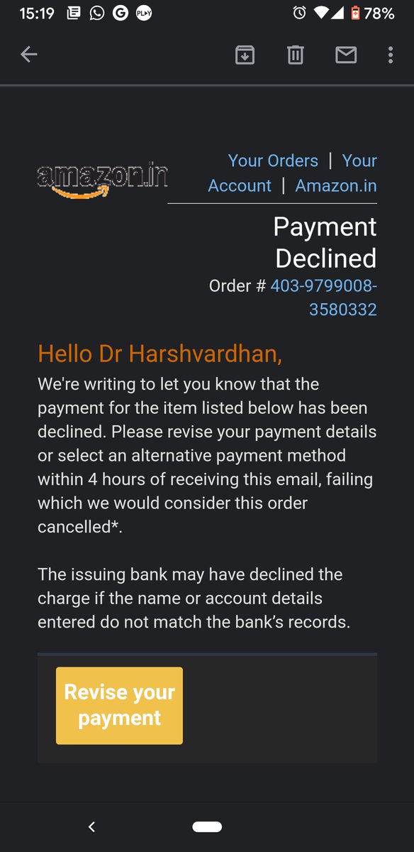 Toothtamer's tweet photo. After lodging complaint on 28th Feb - complaint no 670168504 and after repeatedly calling n tweeting, I got mail from icici saying dispute of 6000 declined by merchant! Wondering where has my 6000 vanished #icici #Rbi #Sebi #ConsumerForum #Fraud https://t.co/GLFApT0xZ0