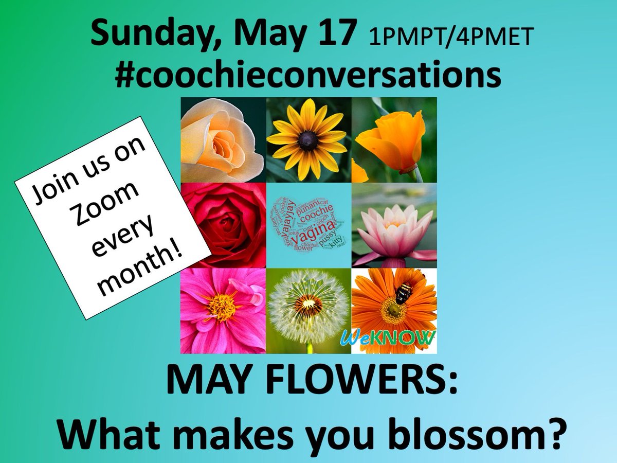 Join us tmrw @4pmET! 

#mayflowers #coochieconversations
#whatmakesyoublossom
#letstalkaboutit
#herhealthmatters
#storieschangeoutcomes
#hearhersshareyours