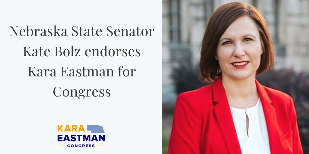 _karaeastman's tweet image. Thank you to Nebraska State Senator @katejbolz for this endorsement and CONGRATULATIONS Kate on your primary win the other night! 

Like myself, Senator Bolz is running for Congress against a LOYAL Trump supporter.

If I were @JeffFortenberry, I'd be scared.  :)

#DemocraticUnity