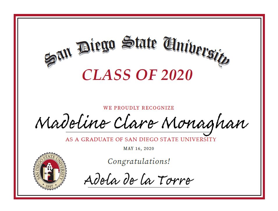 buckeyemon's tweet photo. Congratulations to our Grad Madeline Clare Monaghan🎓
🖤❤️We love YOU❤️🖤
@mads_2398 #SDSUGrad #proudparents
#classof2020strong #sdsuaztec @scottdmonaghan https://t.co/6ejSF8xhZU